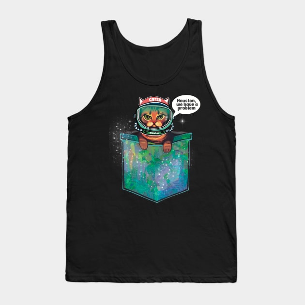 Houston we have a problem grumpy bengal space cat in pocket Tank Top by Meakm